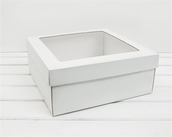 Коробка с окошком, 30х30х12 см, крышка-дно, белая У0115031 - фото 10115
