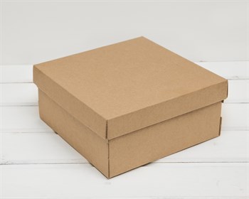 Коробка из плотного картона, 20х20х9 см, крышка-дно, крафт У0115032 - фото 10276