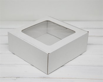 УЦЕНКА Коробка с окошком, 25х25х10 см, из плотного картона, белая У0102068-УЦ - фото 10449
