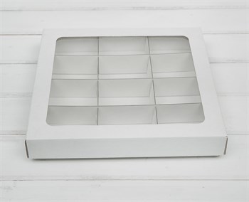 Коробка с окошком, 25х25х4 см, крышка-дно, белая У0115045 - фото 10932