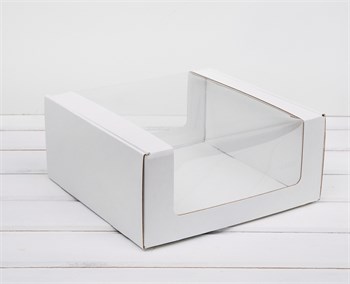 Коробка из плотного картона, 24х24х11 см, с круговым окном, белая - фото 10981
