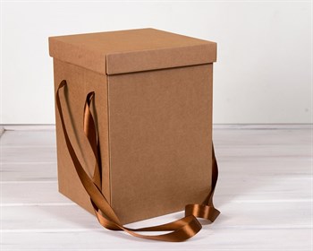 УЦЕНКА Коробка подарочная для цветов 23х23х32,5 см, с крышкой, крафт - фото 10990