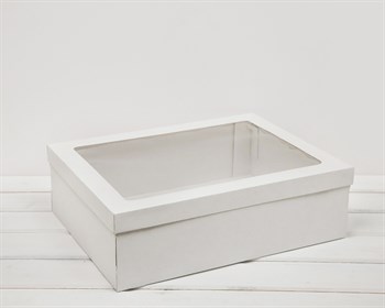 УЦЕНКА Коробка с окошком 40х30х12, крышка-дно, белая У0102081-УЦ - фото 11519