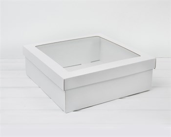Коробка для венка самосборная, с прозрачным окошком, 35х35х12 см, белая - фото 11652