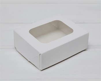 Коробка для выпечки и пирожных, 10х8х3,5 см, с прозрачным окошком, белая (белая внутри) У0102107 - фото 12115