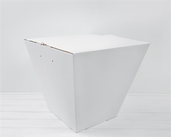 Коробка для цветов трапециевидная, низ 30 см, верх 50 см, высота 45 см, белая - фото 12158