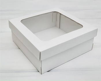 Коробка с окошком, 25х25х10 см, крышка-дно, белая У0115050 - фото 12590