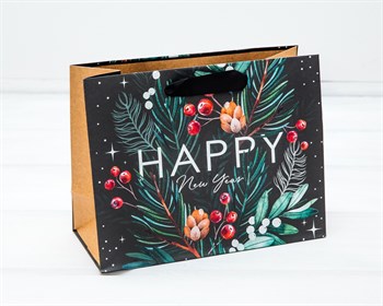 Пакет подарочный «Happy New Year», 18х23х10 см, с мягкими ручками - фото 13062