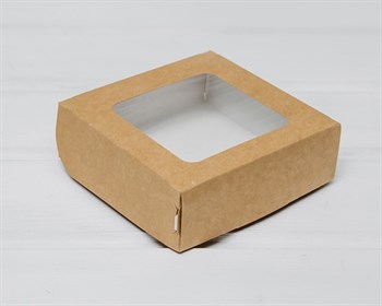 Коробка для выпечки и пирожных, 11,5х11,5х4 см, с прозрачным окошком, крафт У0102124 - фото 13208