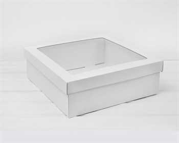 УЦЕНКА Коробка для венка самосборная, с прозрачным окошком, 35х35х12 см, белая - фото 13356