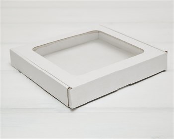 УЦЕНКА Коробка плоская с окошком, 22,5х19,5х3,5 см, белая - фото 13439