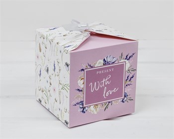 Подарочная коробка «With love», с лентой, 12х12х12 см - фото 13646