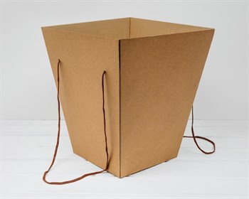 УЦЕНКА Коробка для цветов трапециевидная, низ 20 см, верх 30 см, высота 35 см, БЕЗ КРЫШКИ, крафт - фото 14280