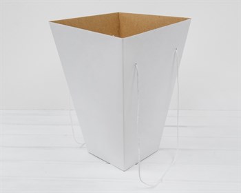 УЦЕНКА Коробка для цветов трапециевидная, низ 16 см, верх 30 см, высота 42 см, БЕЗ КРЫШКИ, белая - фото 15032