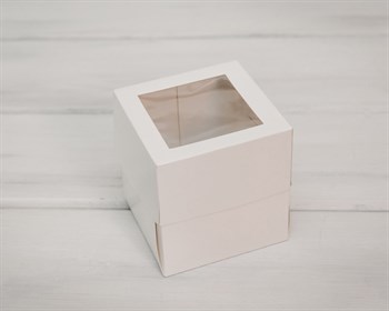 Коробка для капкейков/маффинов на 1 шт, с прозрачным окошком, 10х10х11 см, белая - фото 5418