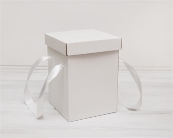 Коробка подарочная для цветов, 17,5х17,5х25 см, с крышкой, белая - фото 5466