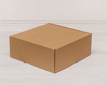 Коробка для посылок, 25х25х10 см, из плотного картона, крафт - фото 5475