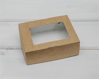 Коробка для выпечки и пирожных, 10х8х3,5 см, с прозрачным окошком, крафт У0102039 - фото 5619