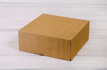 Коробка для торта от 1 до 3 кг,  25,5х25,5х10,5 см, d= 15-25 см, крафт - фото 6049