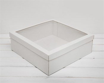 Коробка для венка с прозрачным окошком, 35х35х12 см, белая - фото 6595