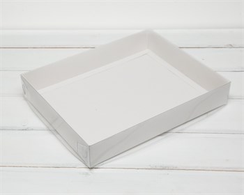 Коробка с прозрачной крышкой Классика, 28х22х4,5 см, белая - фото 7103