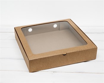 Коробка с окошком, 30х30х6 см, крафт - фото 7125