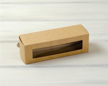 Коробка для макаронс на 6 шт, 18,5х6х6 см, с прозрачным окошком, крафт - фото 7403