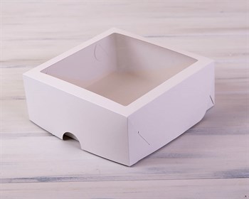 Коробка для выпечки, 25х25х11 см, с прозрачным окошком, белая - фото 7432