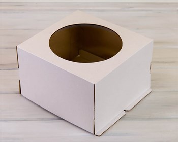Коробка для торта усиленная от 1 до 3 кг, 30х30х19 см, с  прозрачным окошком, белая У0106009 - фото 7601