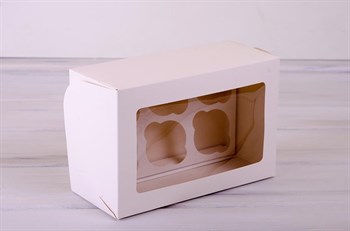 Коробка для капкейков/маффинов на 6 шт, 25х16х11, с прозрачным окошком, белая У0101003 - фото 7627