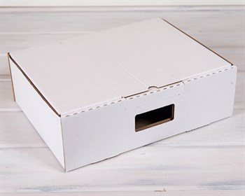 Коробка картонная с ручкой (эконом) 38х29х12 см, белая У0104032 - фото 7646