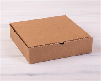 УЦЕНКА Коробка для пирога 24х24х6 см из плотного картона, крафт - фото 7677