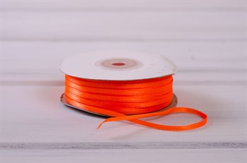 Лента атласная, 3 мм, оранжевая, 1 м - фото 7739