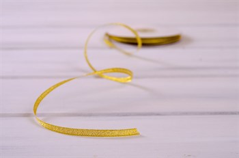 Лента металлизированная, 6 мм, золотая, 1 м - фото 7927