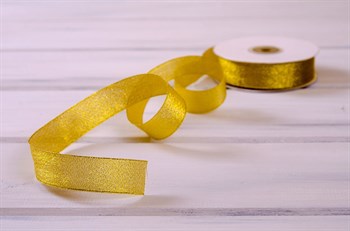 Лента металлизированная, 24 мм, золотая, 27 м - фото 7976