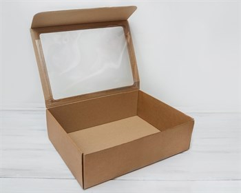 УЦЕНКА Коробка с прозрачным окошком 40х30х12, крафт - фото 8255