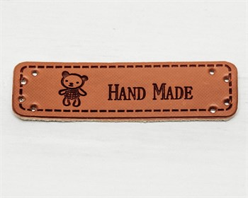 Нашивка, «Hand made», мишка, 5х1,5 см, 1 шт. - фото 8719