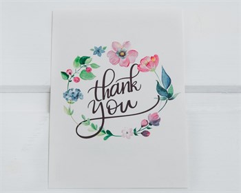 Открытка «Thank you» на белом, 7,5х10,5 см, 1 шт. У1206026 - фото 9001
