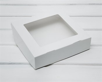 Коробка для выпечки и пирожных, 19,5х19,5х4,8 см, с прозрачным окошком, белая У0102092 - фото 9059