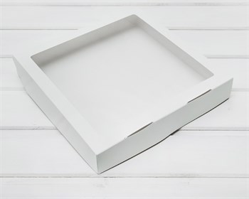 Коробка для выпечки и пирожных, 25,3х25,3х4,3 см, с прозрачным окошком, белая У0102093 - фото 9063