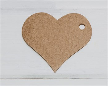 Бирка картонная, сердце, 7х6,5 см, крафт - фото 9269