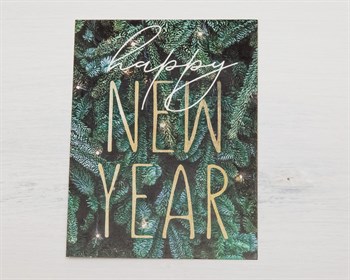 Открытка «Happy New Year», зелёная, 8х6 см, 1 шт. У1206066 - фото 9627