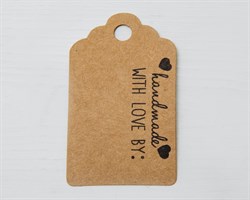 Бирка из мелованного картона, «Handmade with love by:», 3х5 см, крафт У1206128