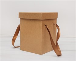 УЦЕНКА Коробка подарочная для цветов  17,5х17,5х25 см, с крышкой, крафт