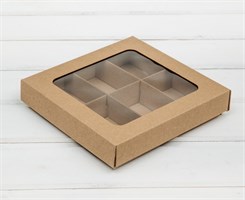 Коробка с окошком, 17х17х3,5 см, крышка-дно, крафт У0115042