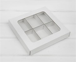 Коробка с окошком, 17х17х3,5 см, крышка-дно, белая У0115043