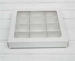 Коробка с окошком, 25х25х4 см, крышка-дно, белая
