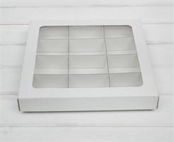 Коробка с окошком, 25х25х4 см, крышка-дно, белая У0115045