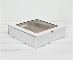 Коробка с окошком, 25х25х6,5 см, белая
