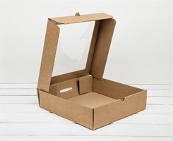 УЦЕНКА Коробка с окошком, 25х25х6,5 см, крафт У0115039-УЦ